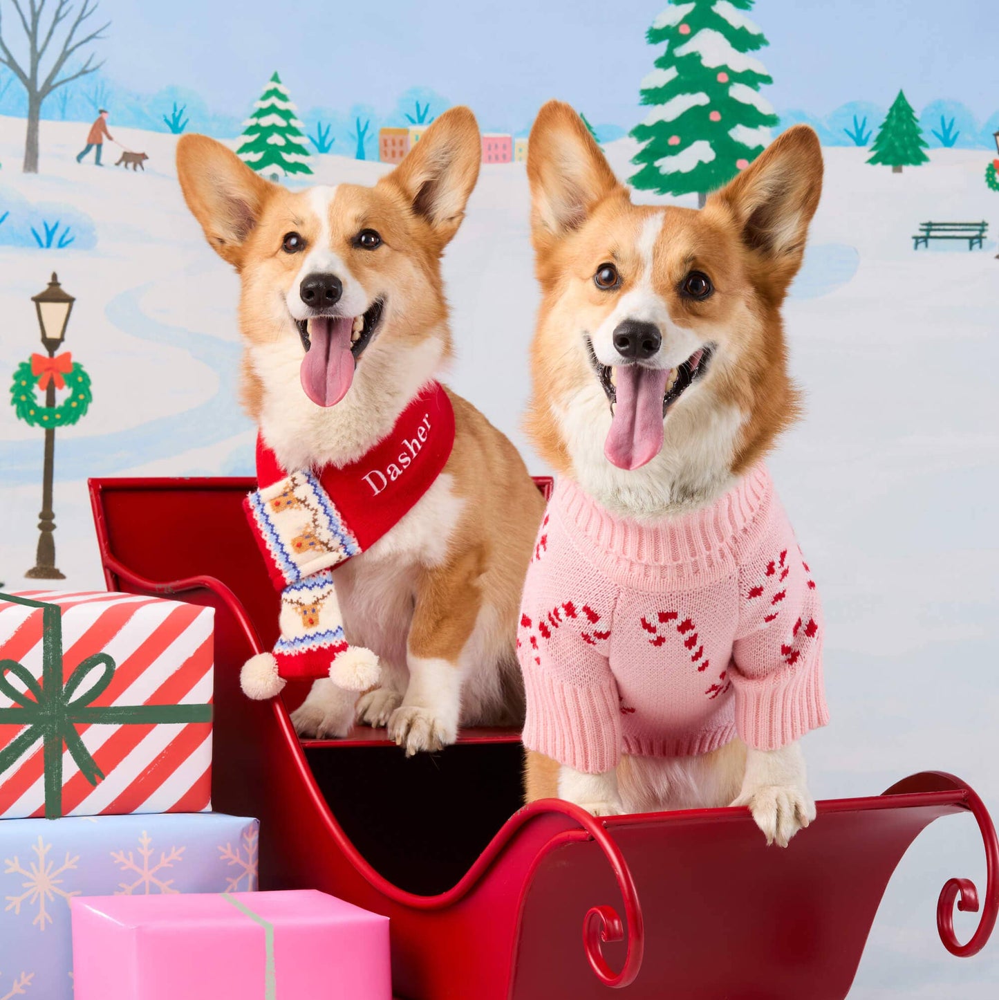 Reindeer Fair Isle Knit Dog Scarf