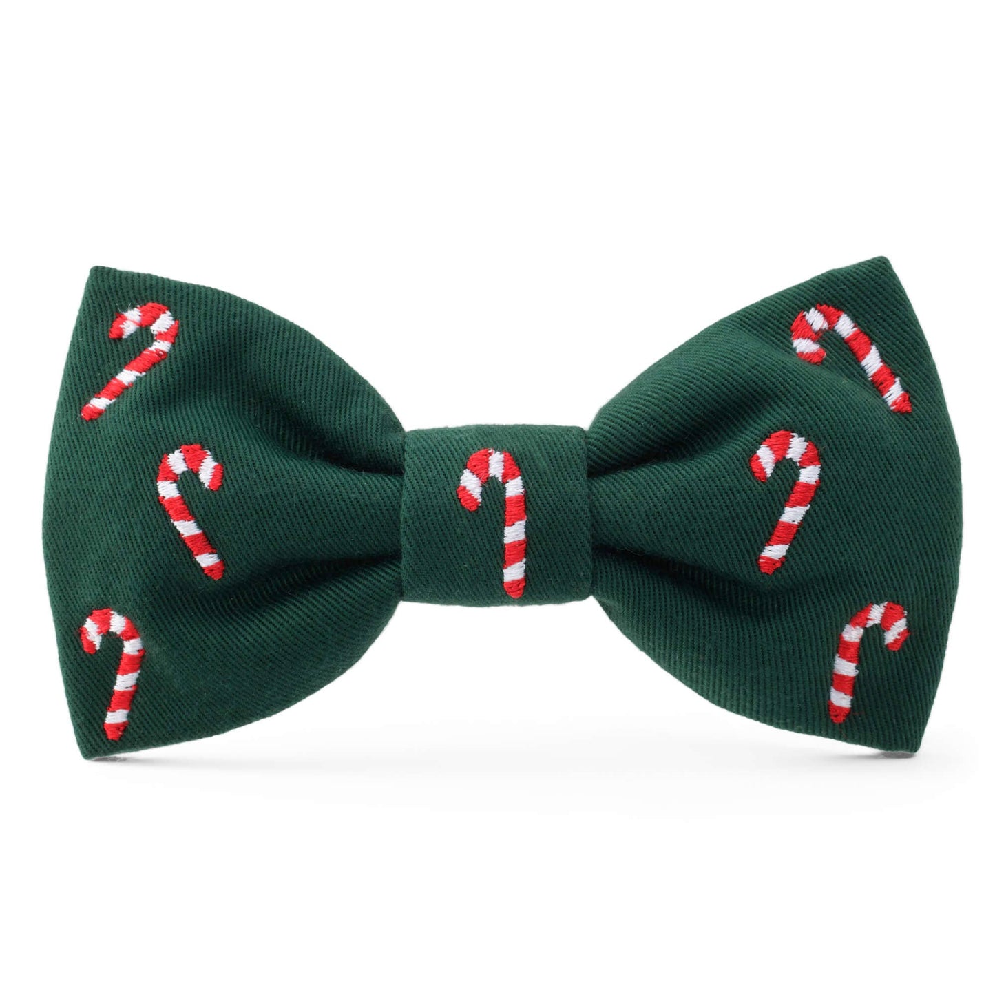 Candy Canes Embroidered Dog Holiday Bow Tie