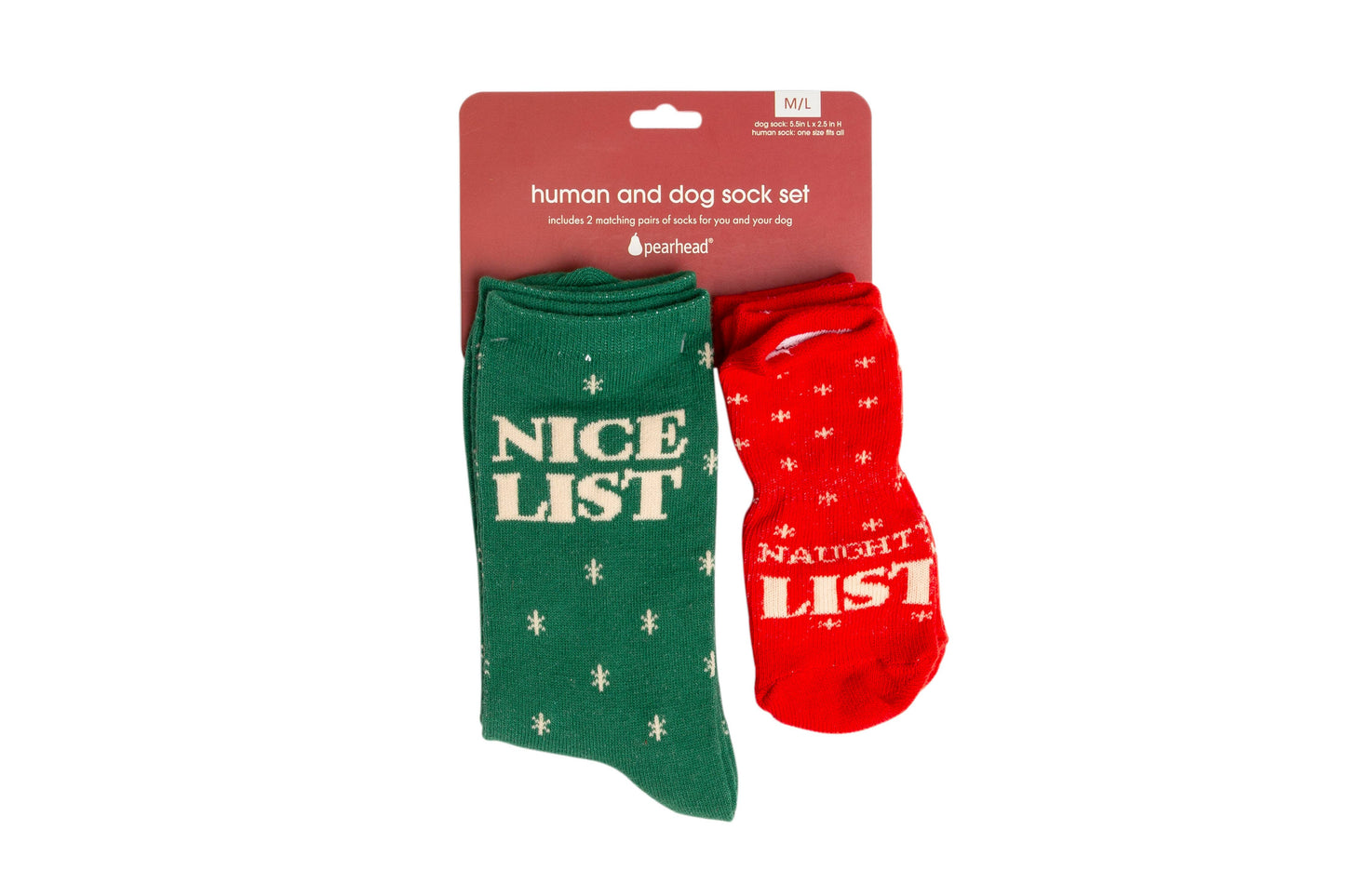 Nice & Naughty List Human & Dog Christmas Sock Set