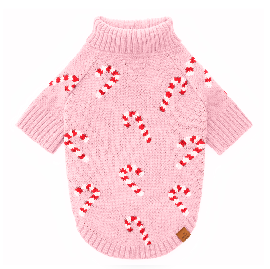 Pink Candy Canes Dog Sweater