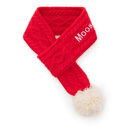 Red Cable Knit Dog Scarf