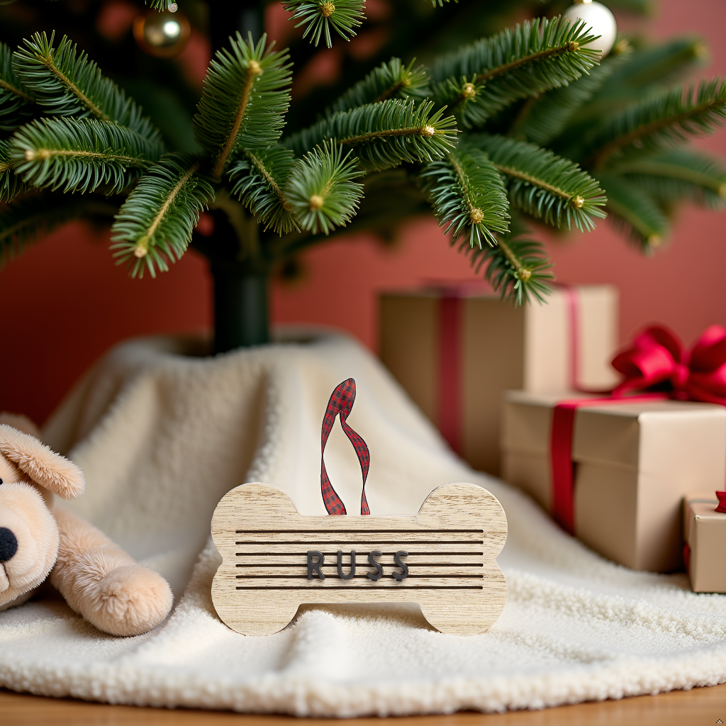 Christmas Wooden Bone Letterboard Pet Ornament