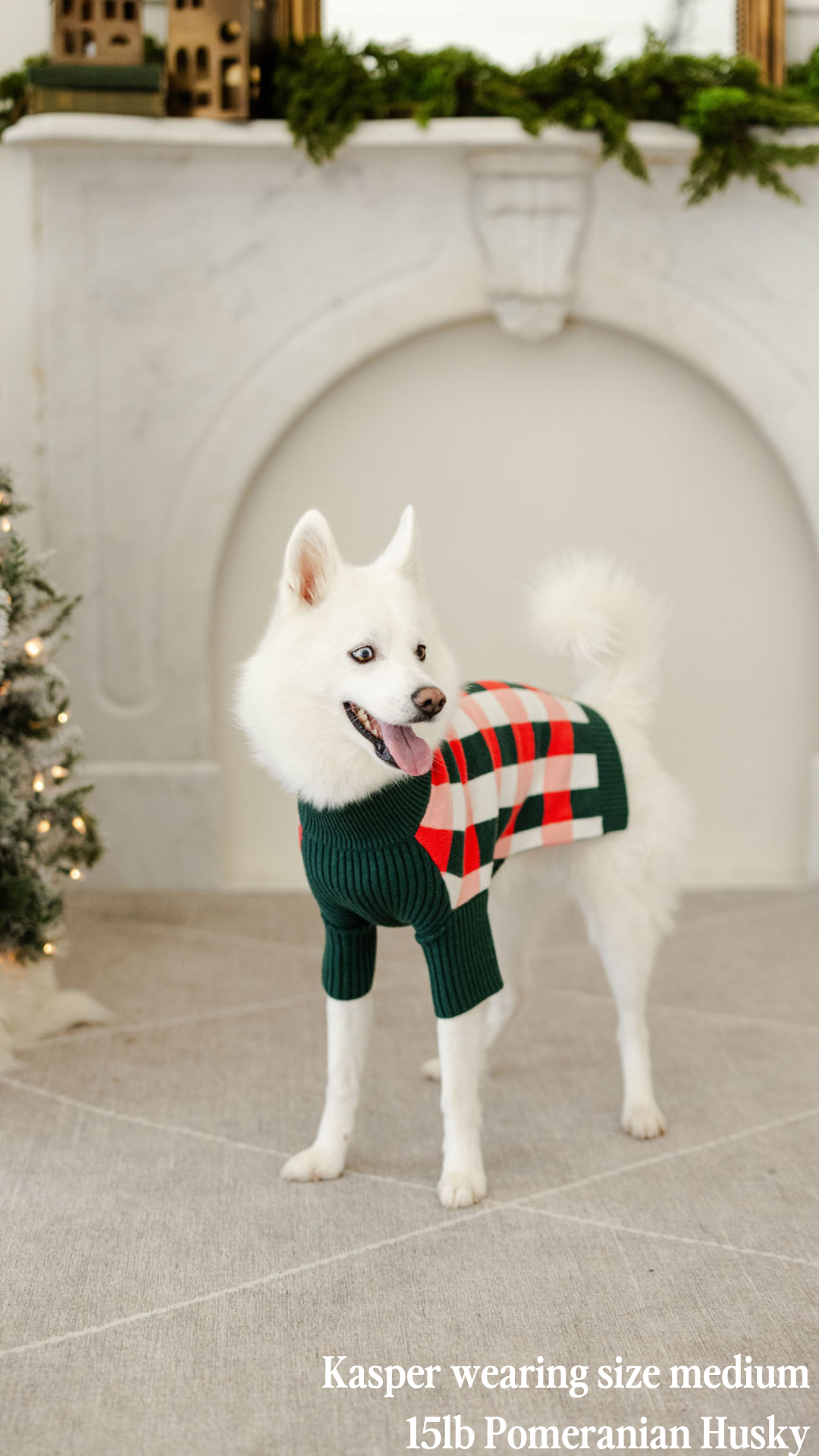 Rosy Plaid Dog Sweater