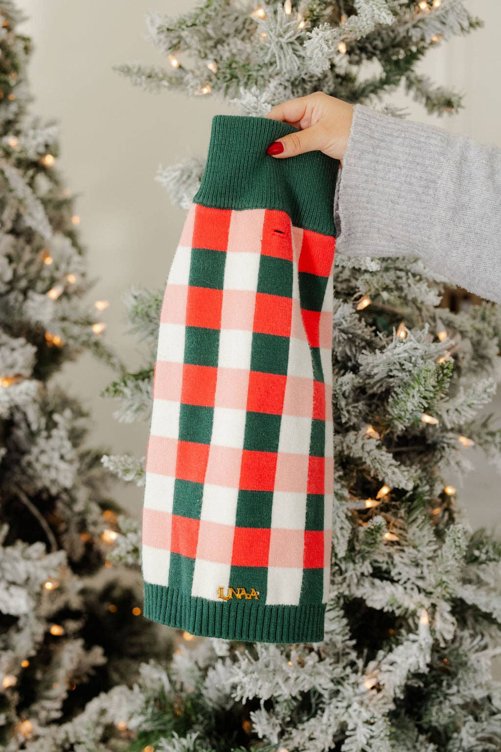 Rosy Plaid Dog Sweater