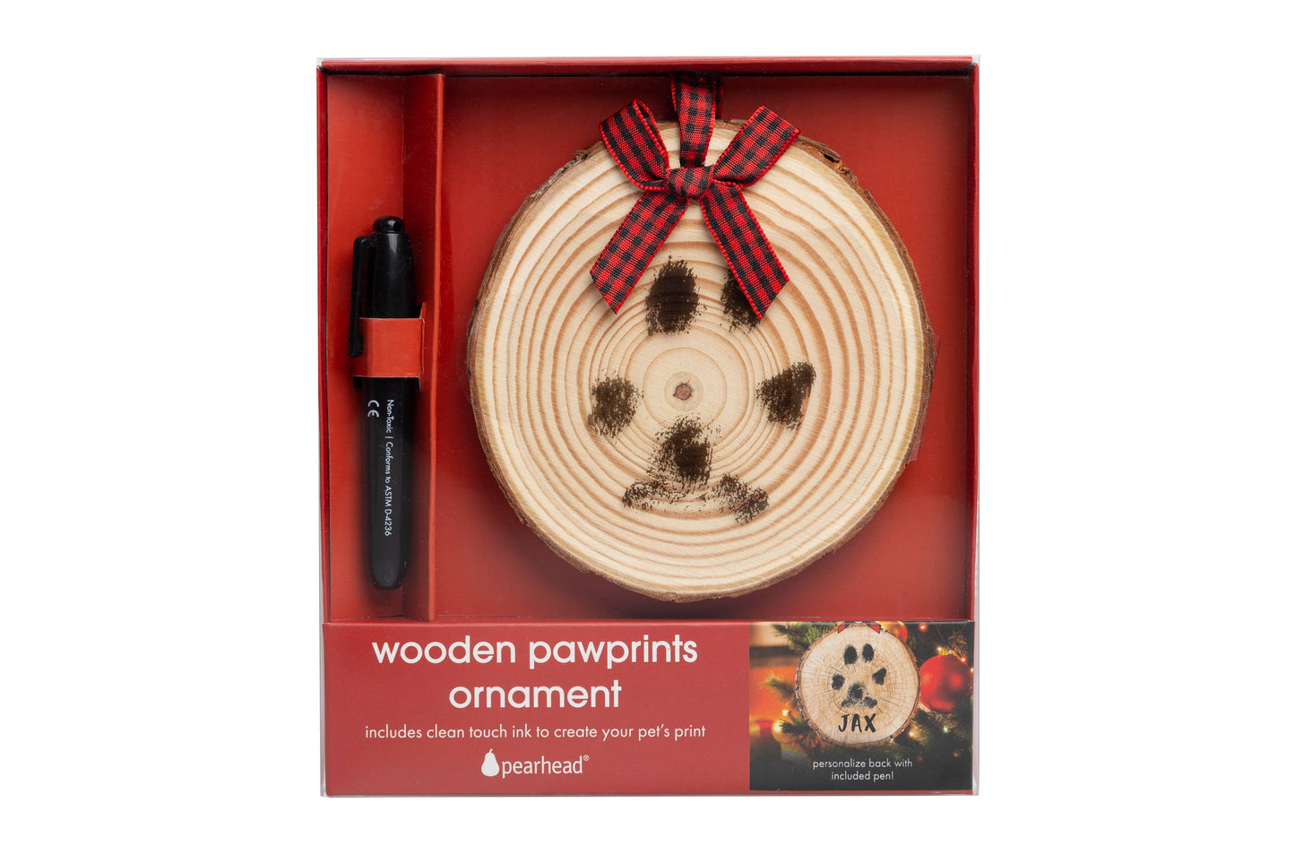 Christmas Wooden Pawprints Holiday Ornament