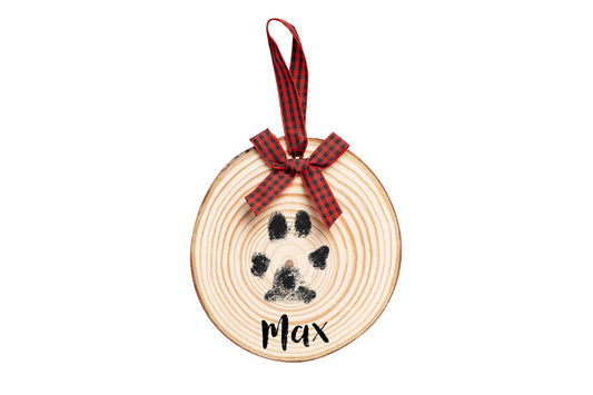 Christmas Wooden Pawprints Holiday Ornament