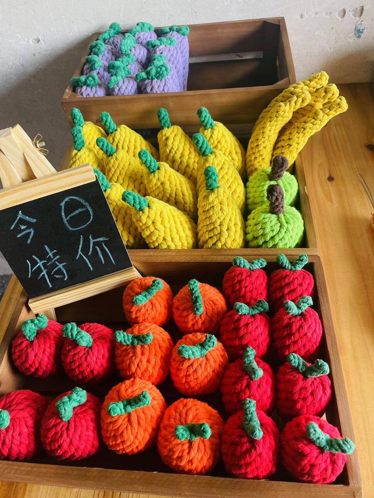 Handmade Fruit and Vegetable Rope Toys, Macrame Toys