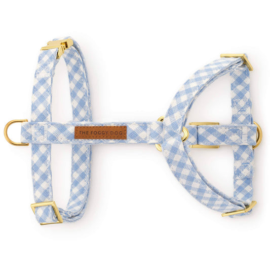 Sky Blue Gingham Spring Dog Harness