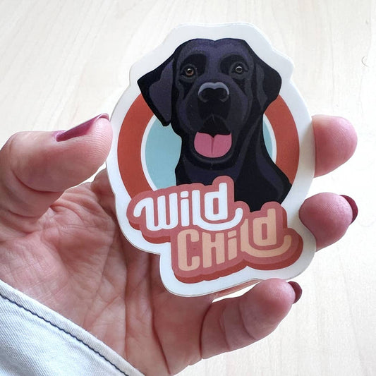 Wild Child, Black Lab Dog Sticker