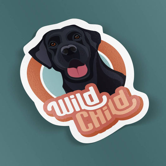 Wild Child, Black Lab Dog Sticker