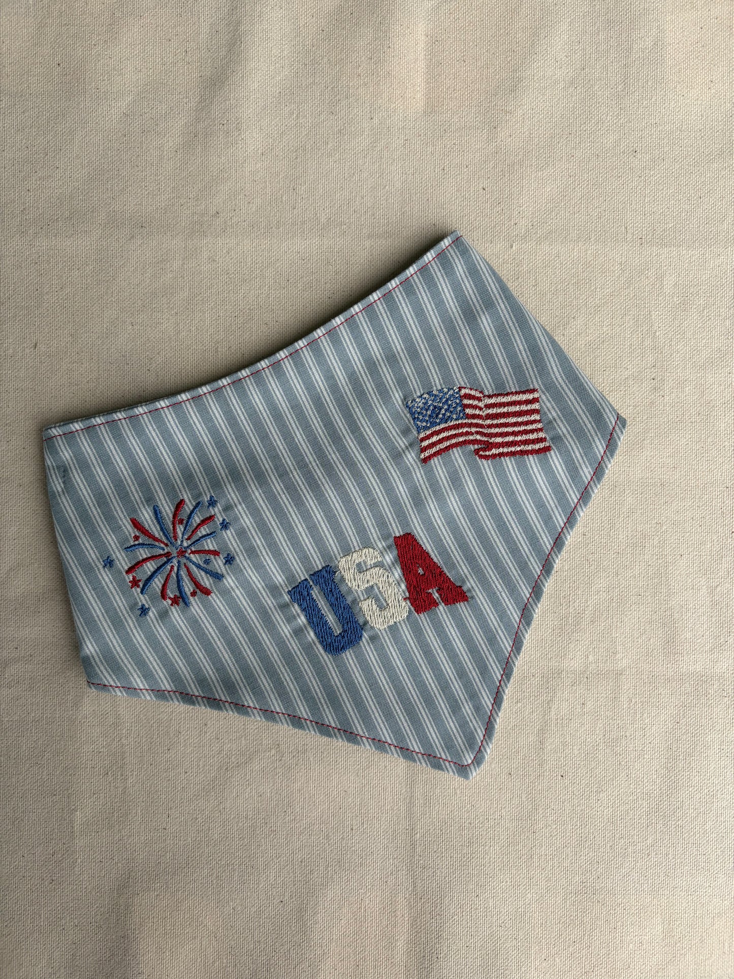 Fourth of July Embroidered Bandana