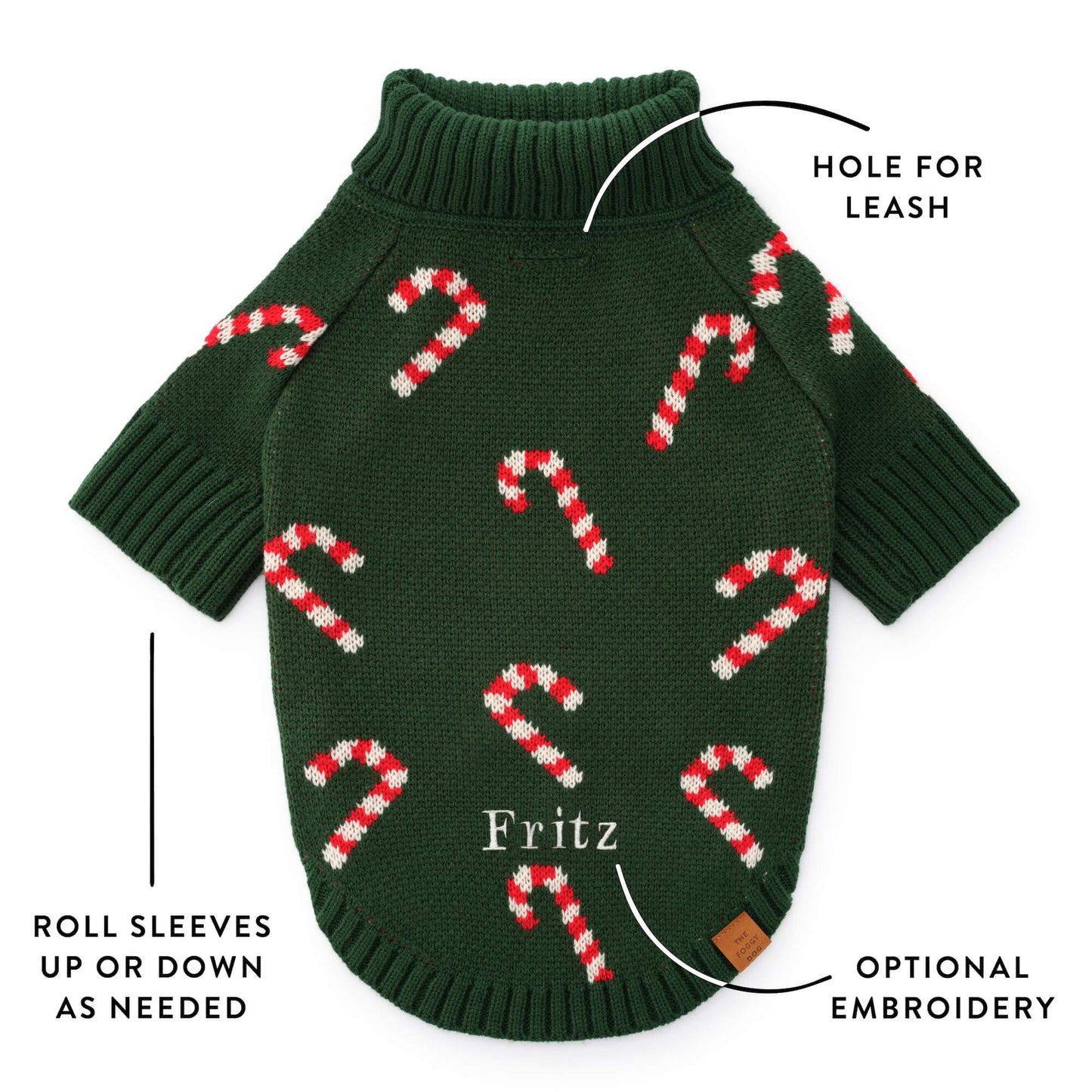 Candy Canes Holiday Dog Sweater