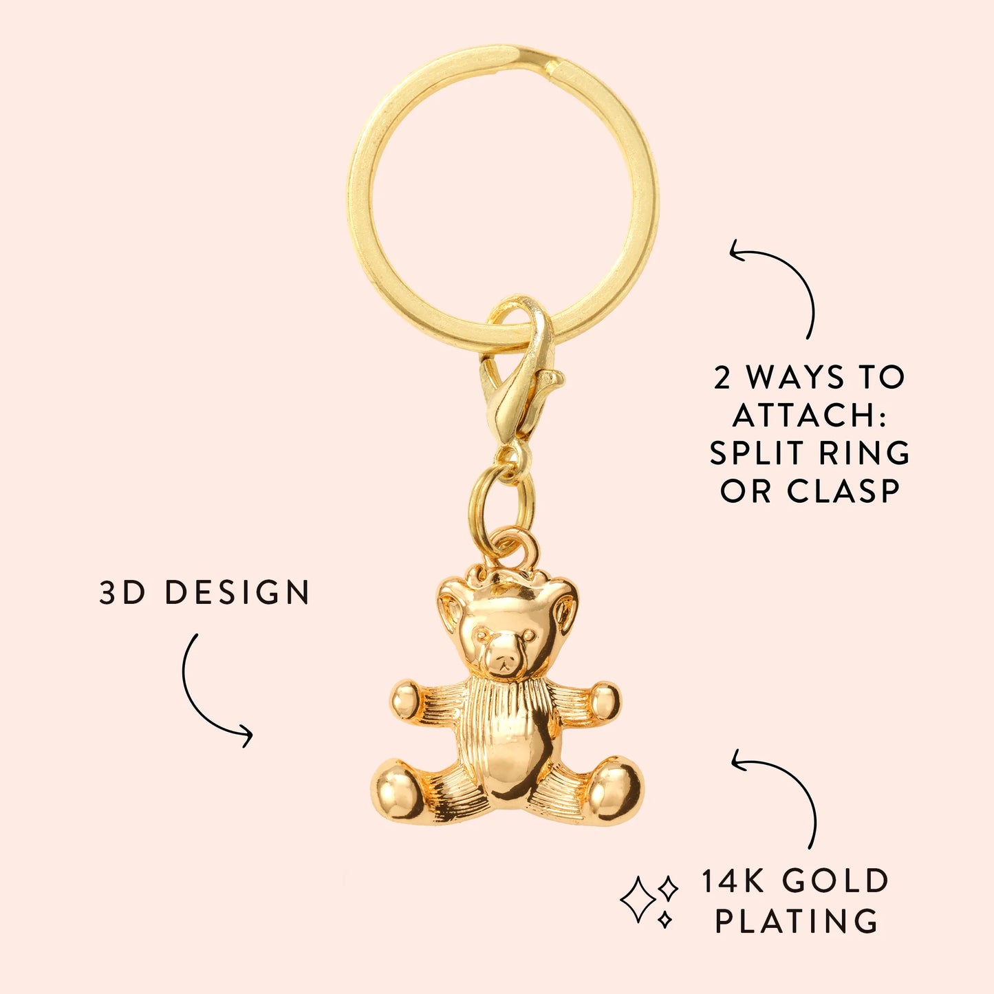 Gold Bear Collar Charm