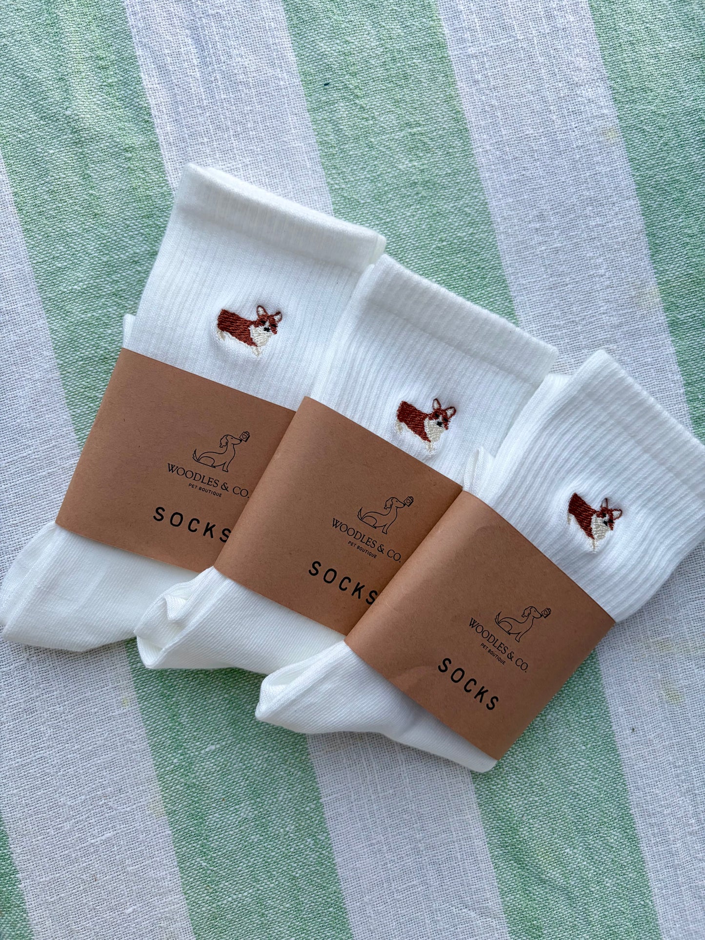 Corgi Embroidered Socks