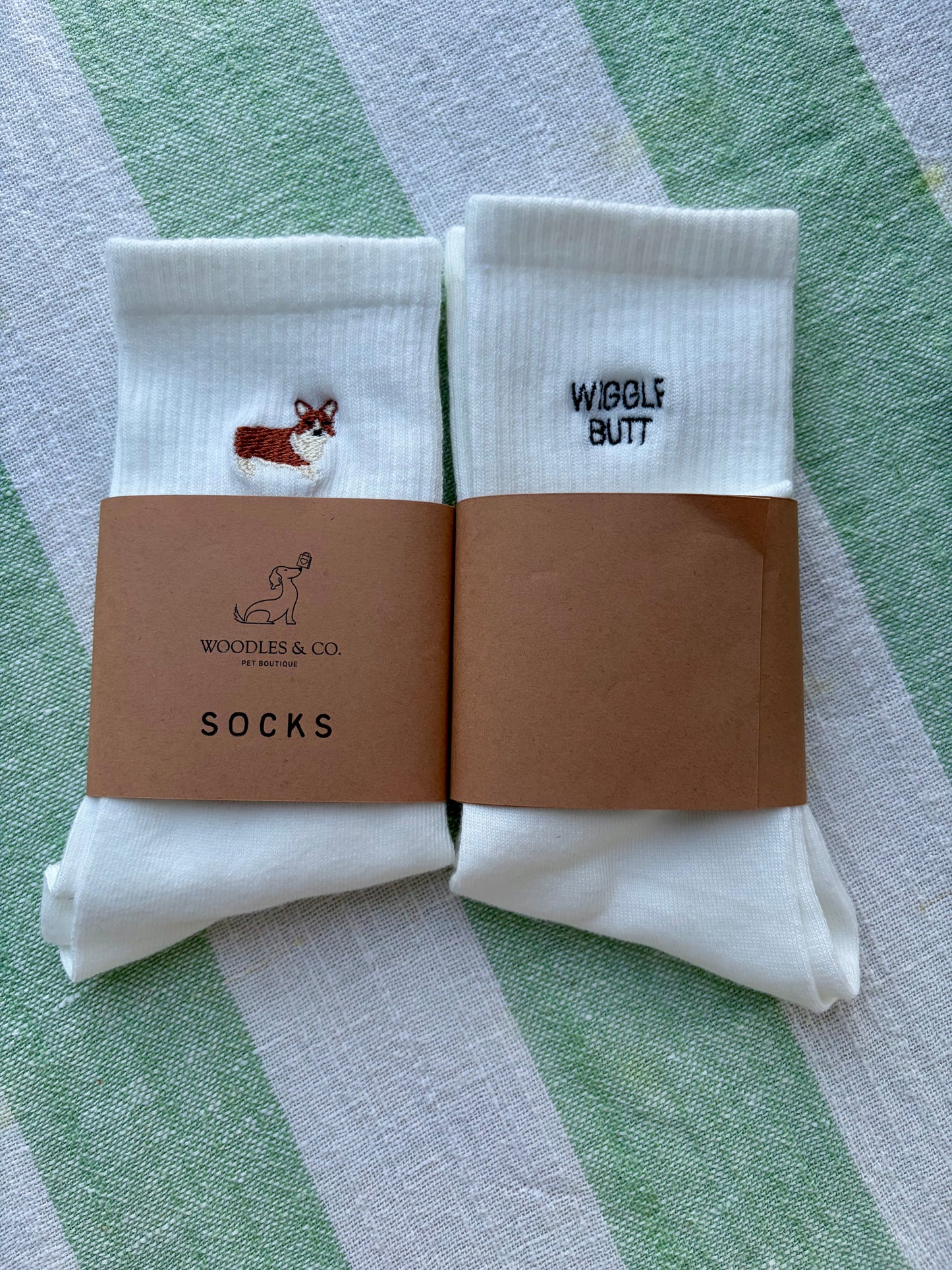 Corgi Embroidered Socks