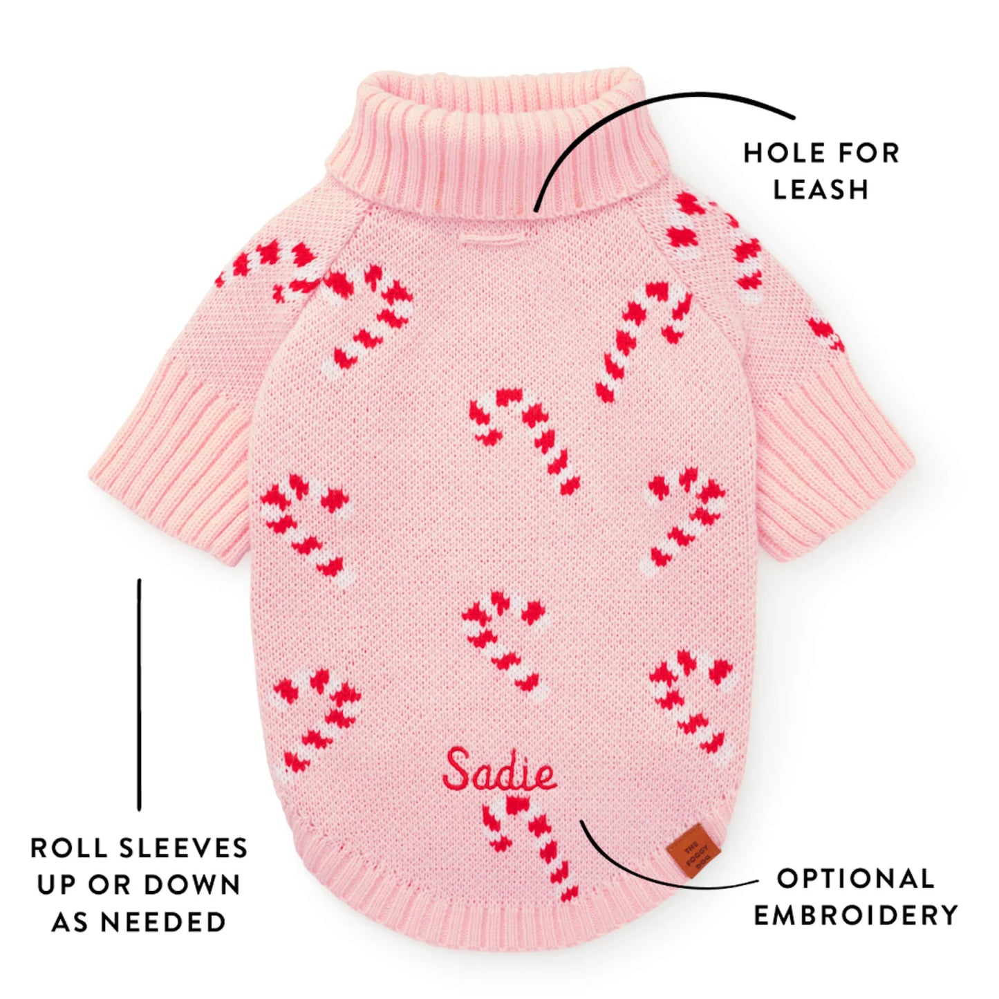 Pink Candy Canes Dog Sweater