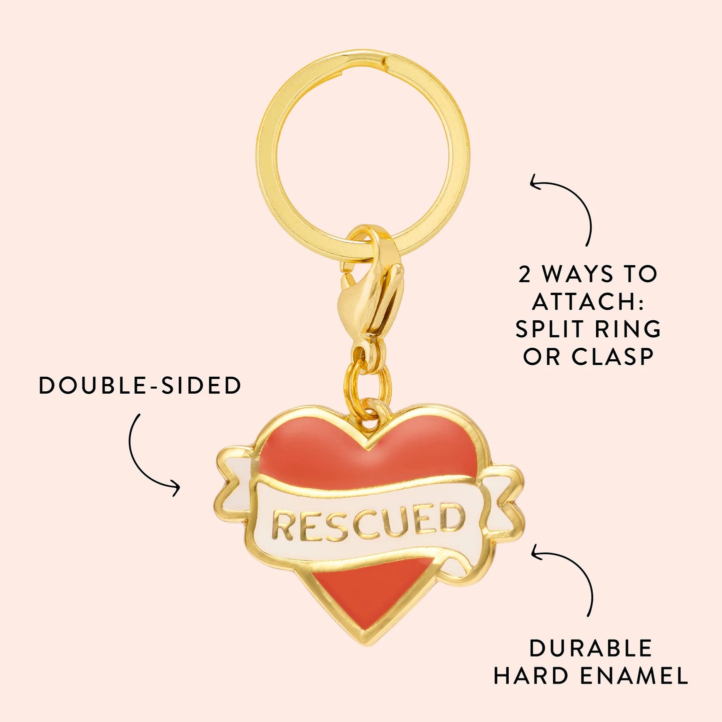 Rescued With Love Collar Charm