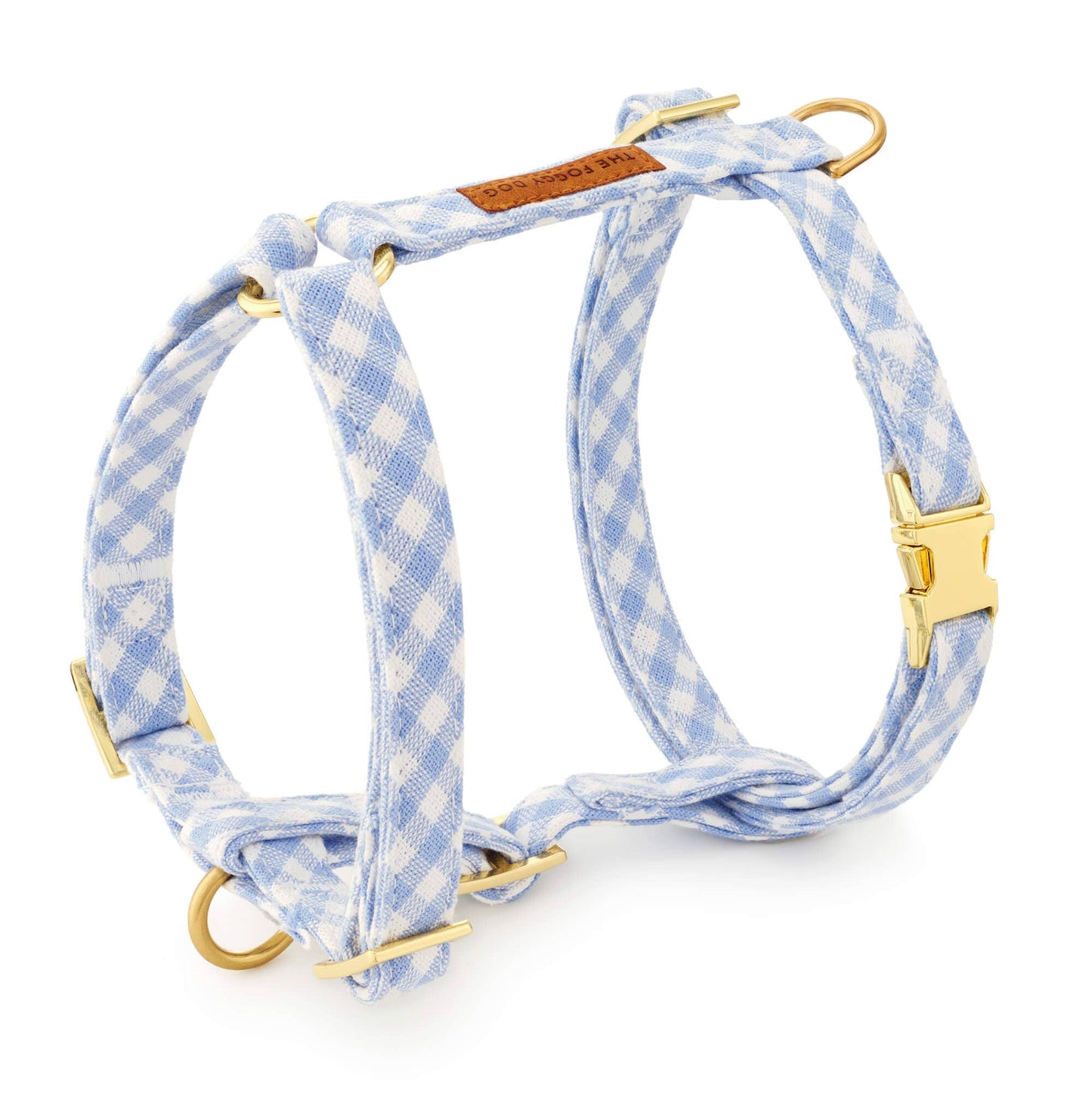 Sky Blue Gingham Spring Dog Harness