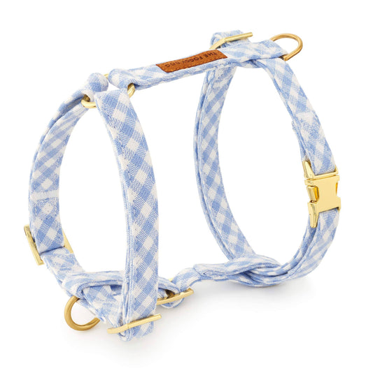 Sky Blue Gingham Spring Dog Harness