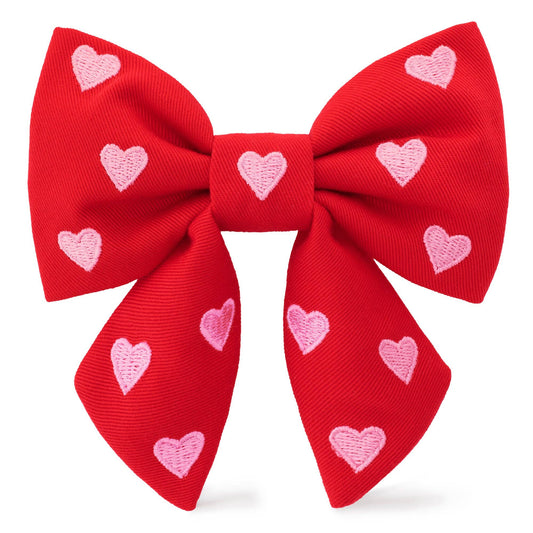 Hearts Embroidered Lady Dog Bow for Collar