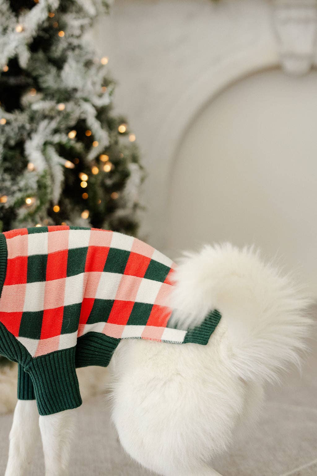 Rosy Plaid Dog Sweater