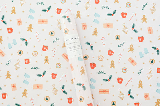 Pink Holiday Pattern Wrapping Paper Continuous Roll