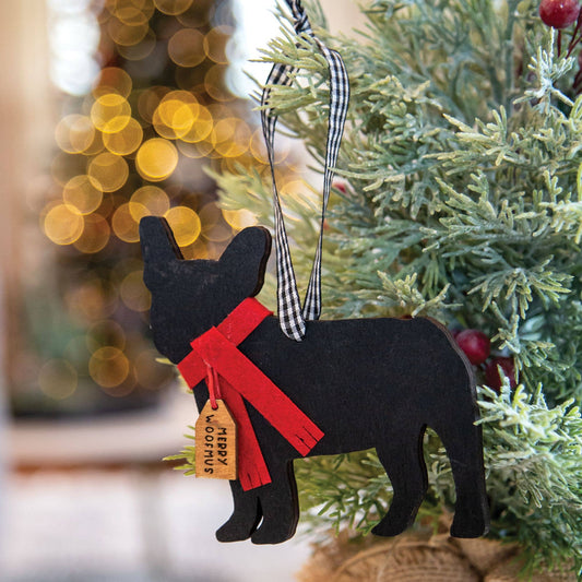 Merry Woofmas Frenchie Christmas Ornament