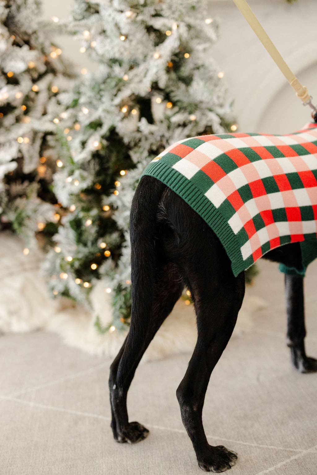 Rosy Plaid Dog Sweater