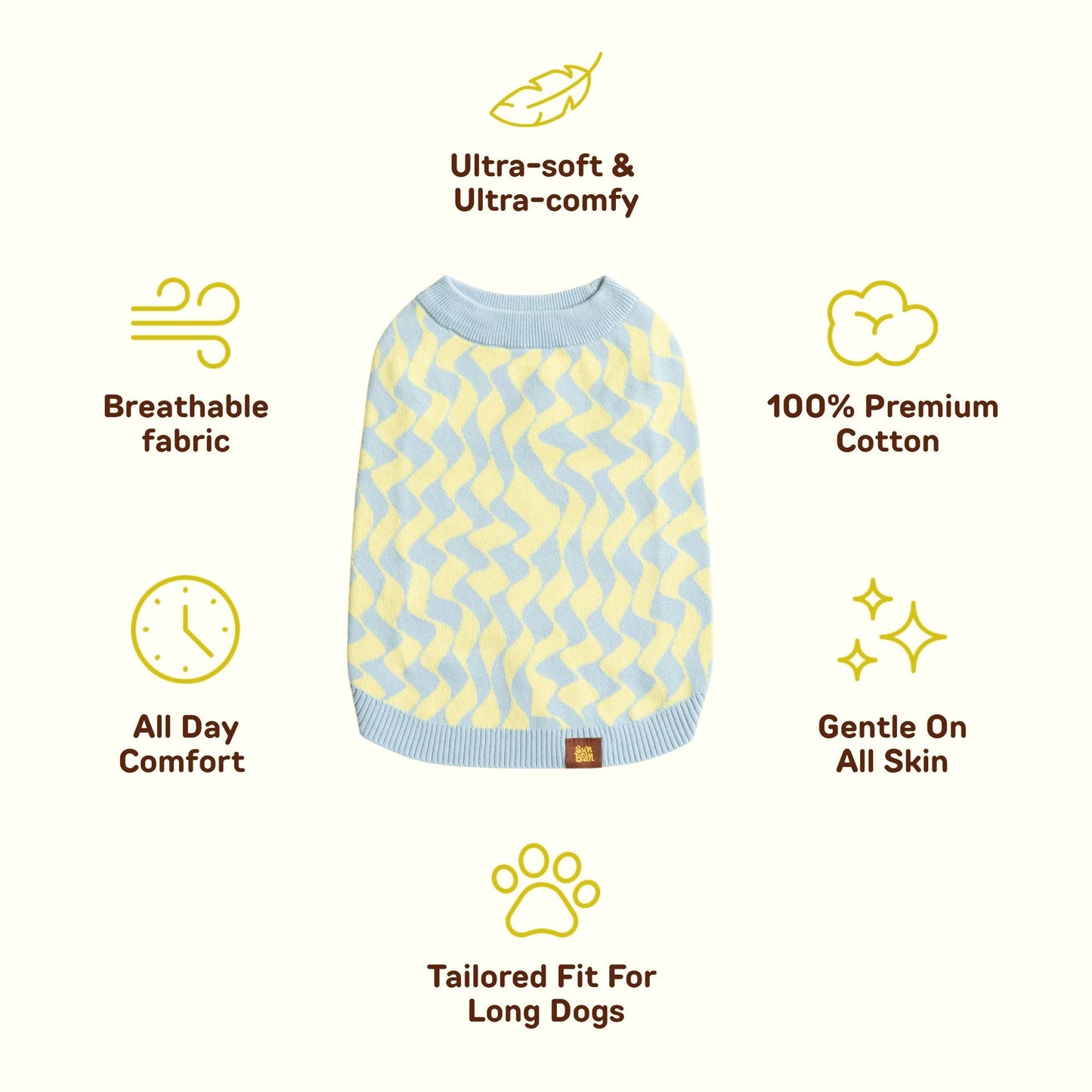 Seaside Swirl Cotton Knitted Dog Vest