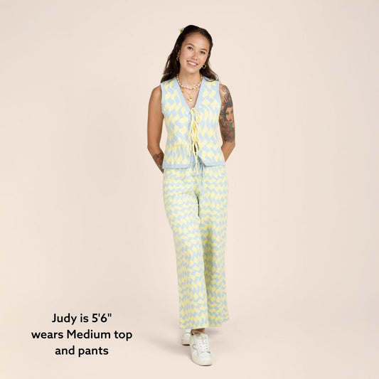 Seaside Swirl Cotton Wide Legs Lounge Pant